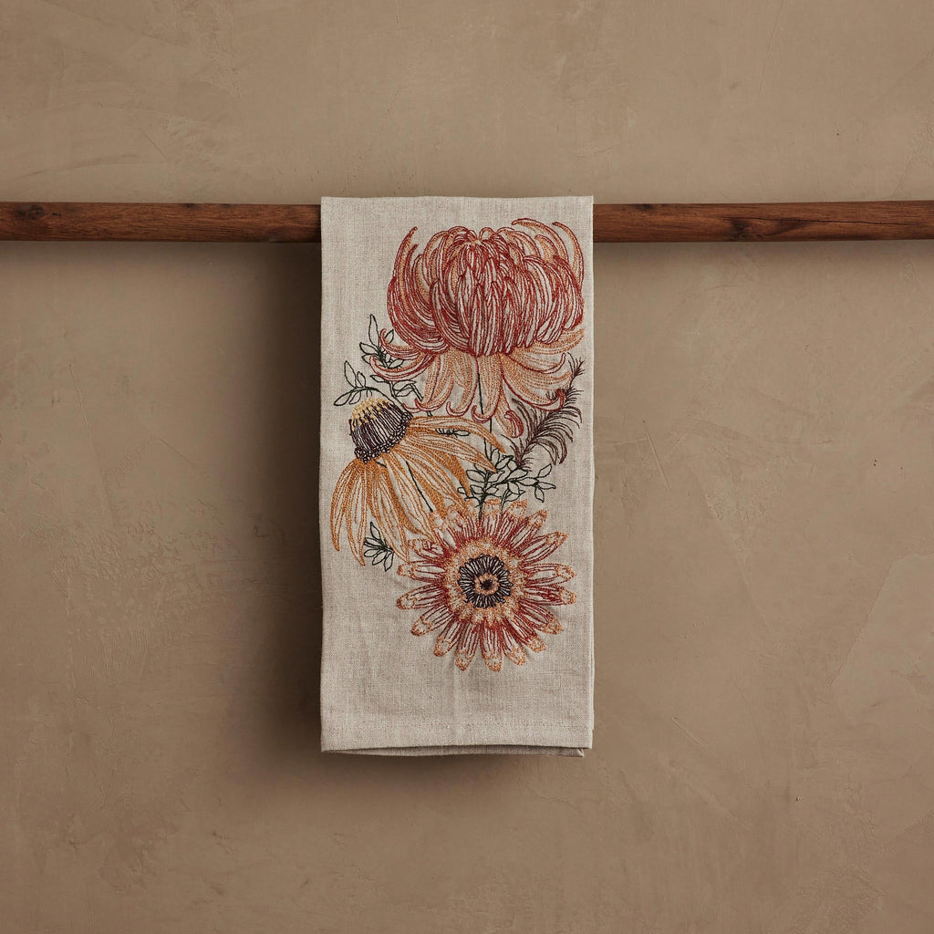 Autumn Mums Tea Towel
