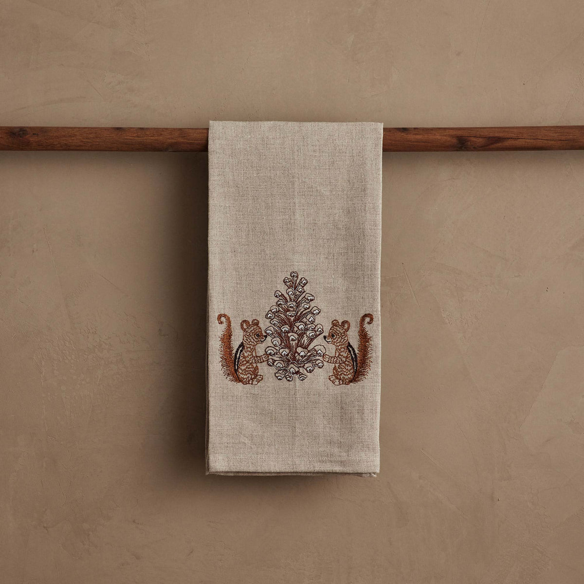Chipmunks with Pinecone Tea Towel
