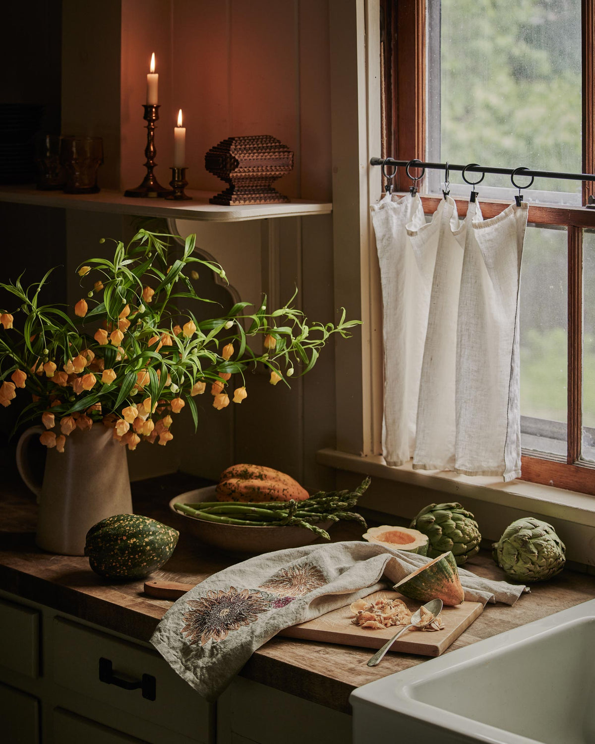Autumn Sunflower Tea Towel
