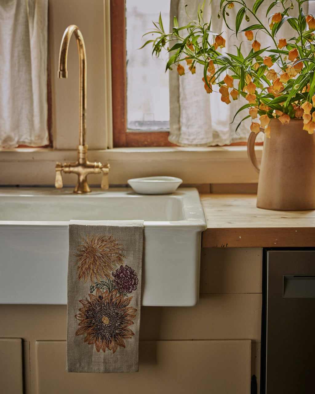 Autumn Sunflower Tea Towel