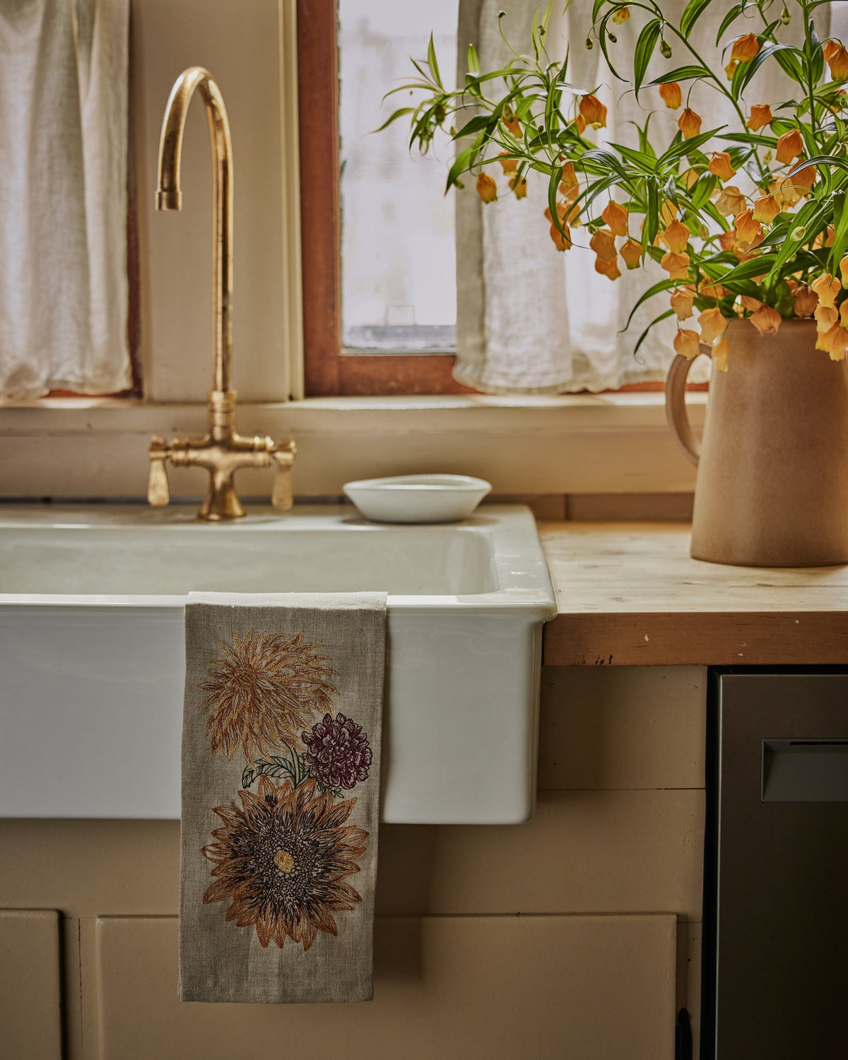 Autumn Sunflower Tea Towel